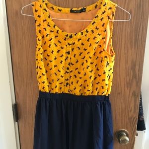 Blue & Yellow Kitty sleeveless dress